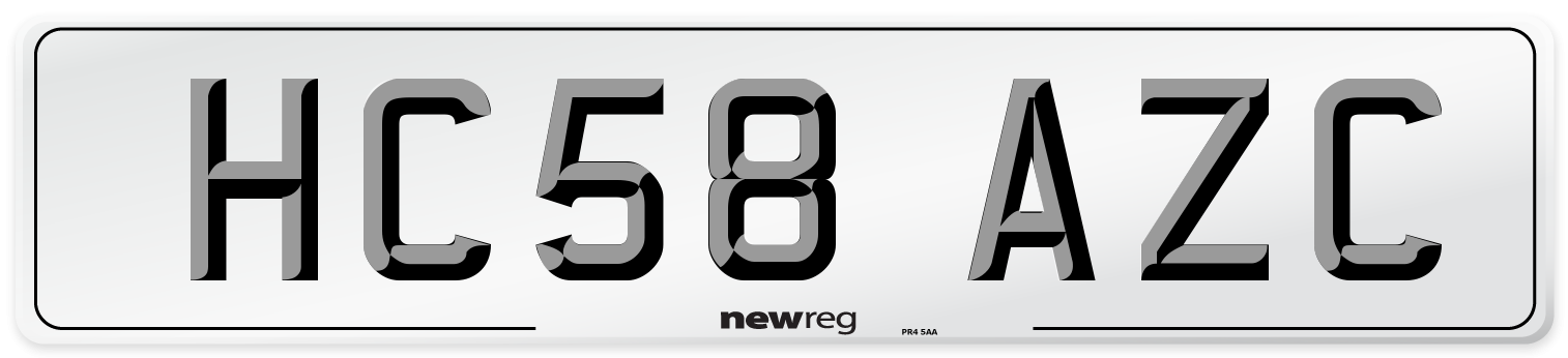 HC58 AZC Number Plate from New Reg